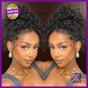 20in Human Hair Glueless Full Lace Wig Water Wave Pre Plucked 220 Density